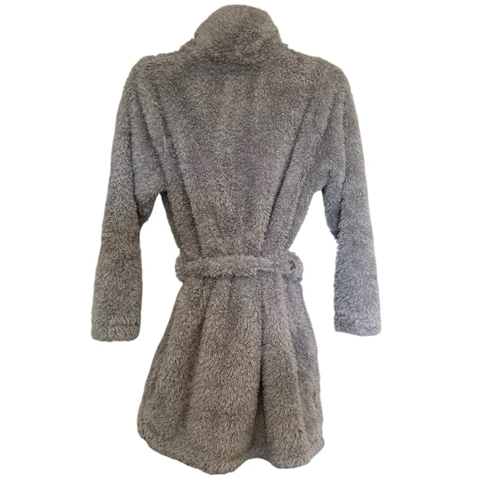 Natori Gray Plush  Cardigan Robe Size S/M